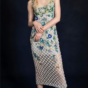 La Fuori 'Aurora' Periwinkle Embellished Midi Dress (NWT)